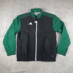 Adidas Men's Medium Black Green 100% Polyester CU ENT 22 Long Sleeve Jacket